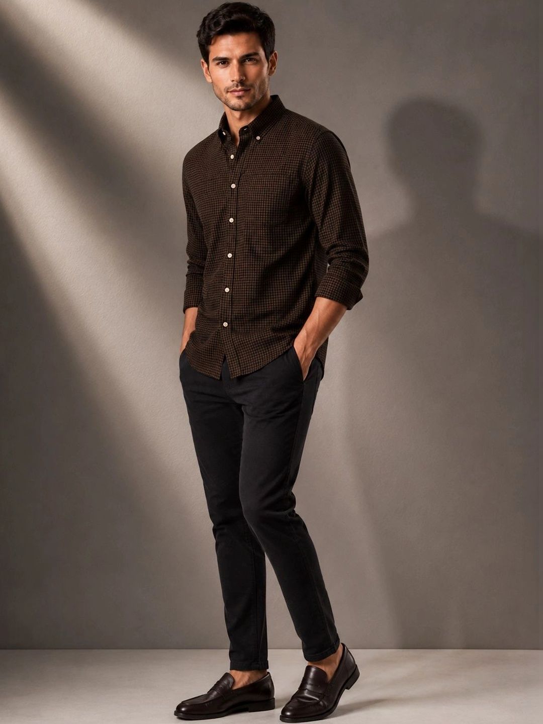 ADRO Men Standard Micro Checks Checked Casual Shirt