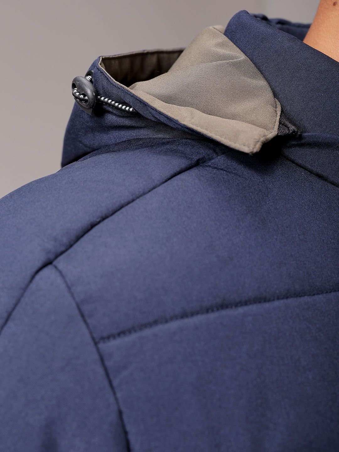 The Indian Garage Co Men Hooded Colourblocked Casual Puffer Jacket