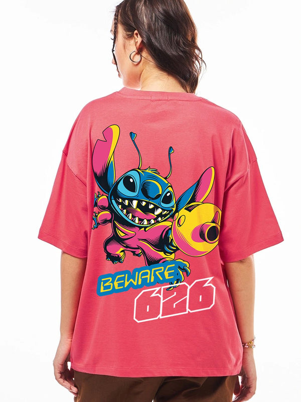 BEWAKOOF Rasmi Disney Merchandise Lilo & Stitch T-Shirt Berbesar Kapas Tulen