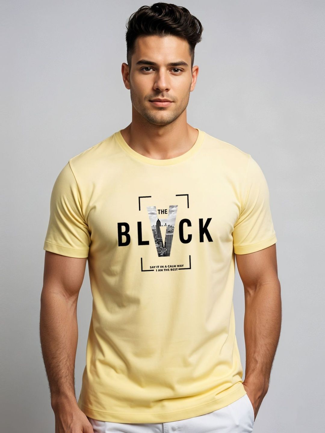 ADRO Typography Printed Short Sleeves Cotton Regular Fit T-shirt