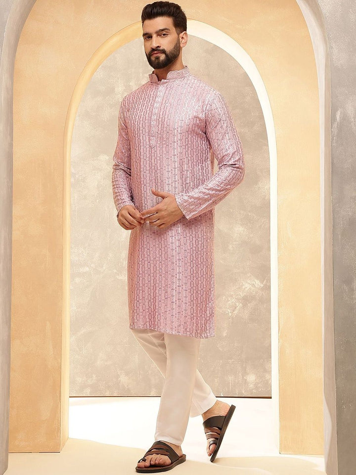 SOJANYA Men Embroidered Regular Kurta with Pyjamas