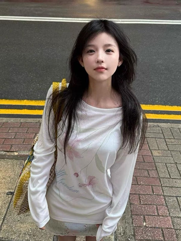 DressBerry Floral Printed Round Neck Long Sleeves T-Shirt