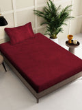 KLOTTHE Red 300 TC Woolen Single Bedsheet with 1 Pillow Cover