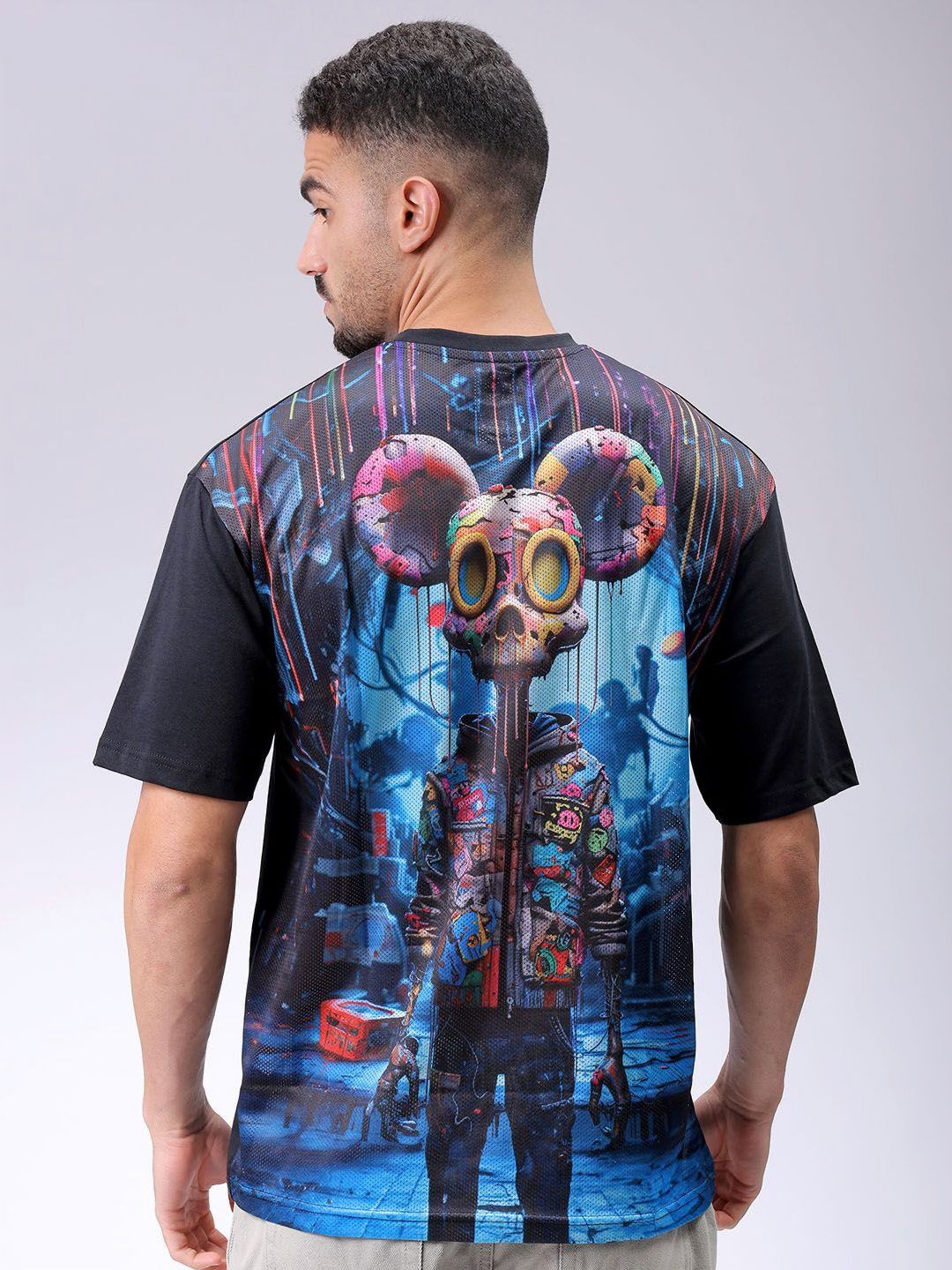 The Indian Garage Co Men Graphic Printed Round Neck Cotton Oversized T-shirt