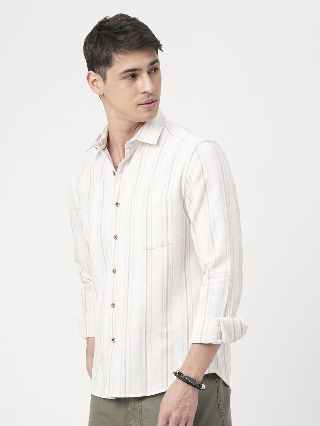 VASTRADO Men Classic Slim Fit Multi Stripes Opaque Striped Casual Shirt