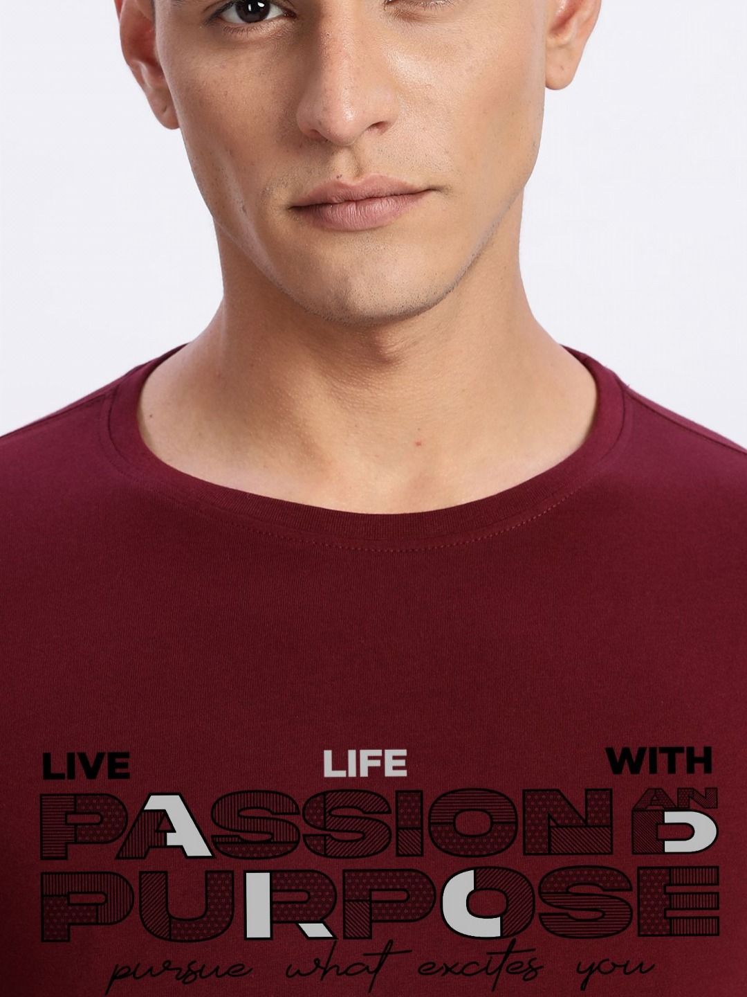 ADRO Men Typography Printed Round Neck Cotton T-shirt