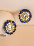 Karatcart Blue Floral Studs Anting -anting