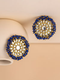 Karatcart Blue Floral Studs Anting -anting