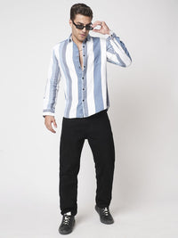 VASTRADO Men Stripes Striped Classic Slim Fit Cotton Casual Shirt