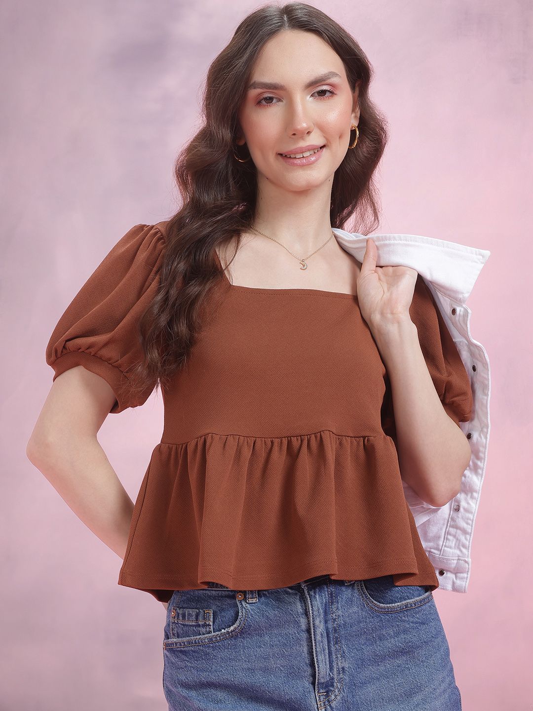 DressBerry Puff Sleeve Peplum Top
