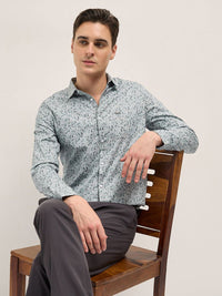 THE BEAR HOUSE Men Spread Collar Abstract Printed Cotton Tailored Fit Formal Shirt