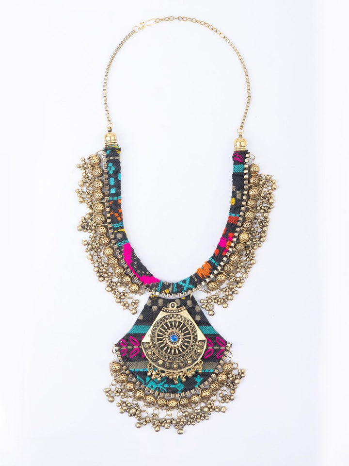 PANASH Gold-Plated Artificial Stones Studded Statement Necklace