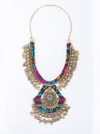 PANASH Gold-Plated Artificial Stones Studded Statement Necklace