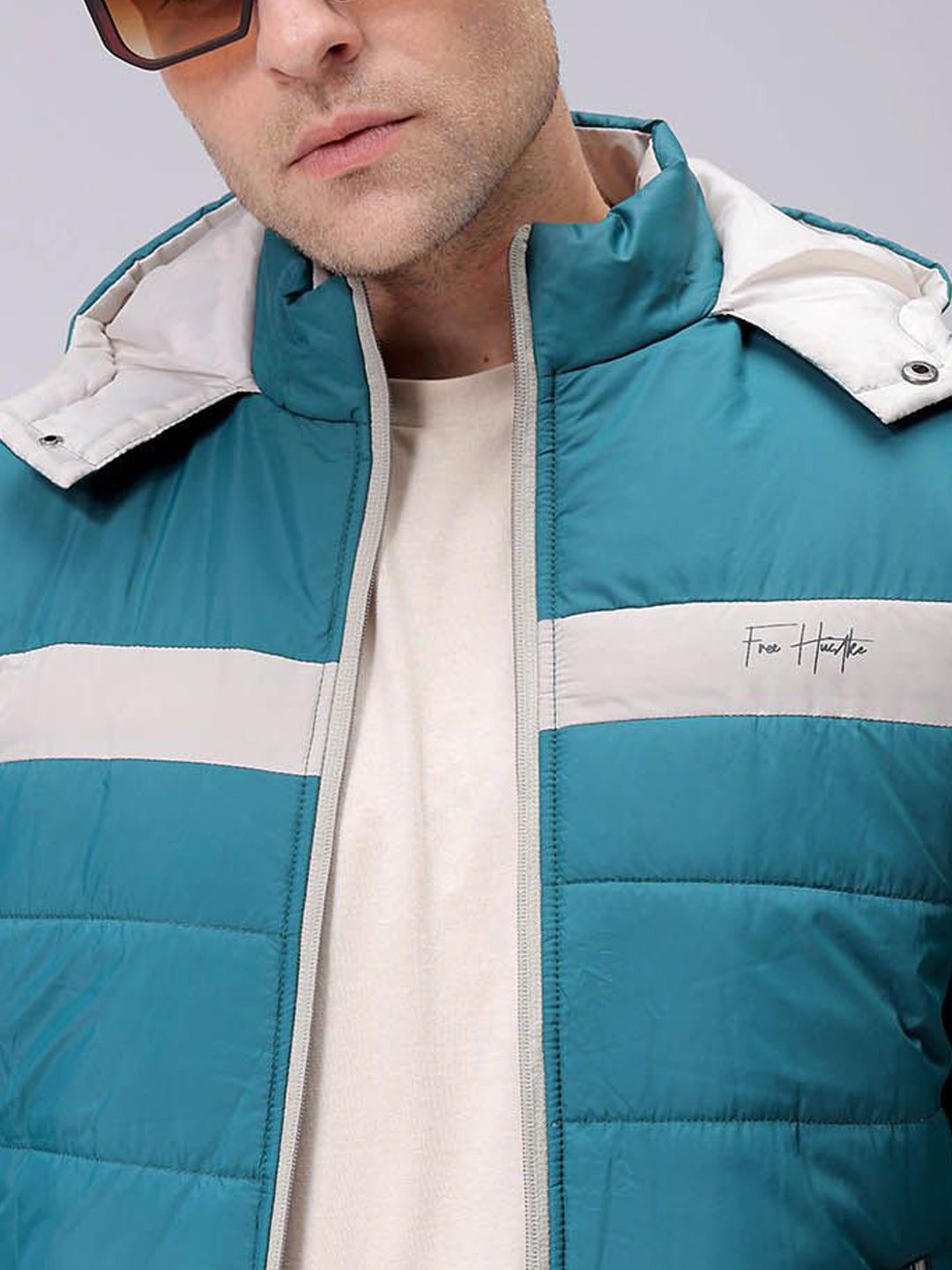 The Indian Garage Co Men Colourblocked Lightweight Padded Jacket with Patchwork