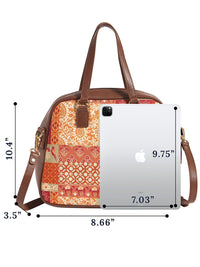 TEAL BY CHUMBAK Printed Half Moon Sling Bag with Cut Work