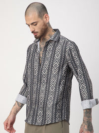 VASTRADO Men Classic Relaxed Fit Spread Collar Abstract Printed Cotton Casual Shirt