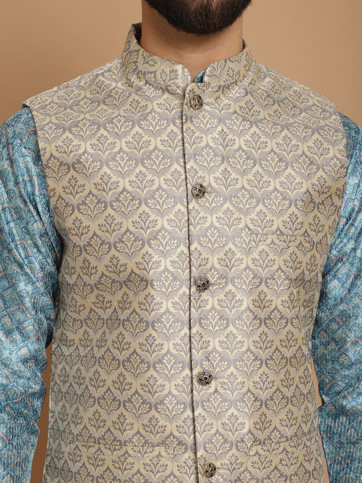 Anouk Woven Design Ethnic Motifs Regular Kurta with Churidar & Nehru jacket
