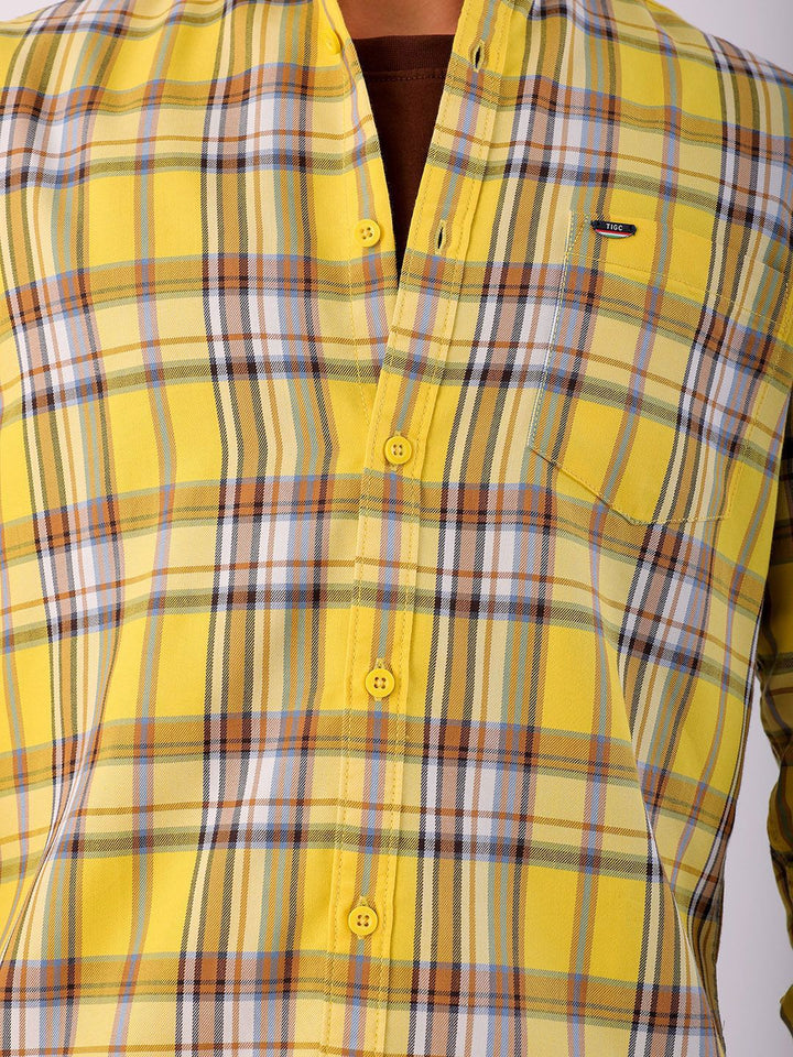 The Indian Garage Co Men Spread Collar Tartan Checks Checked Cotton Slim Fit Casual Shirt