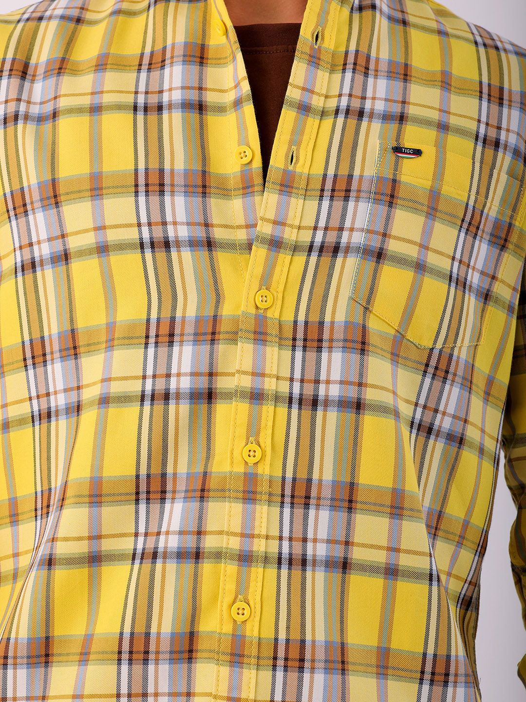 The Indian Garage Co Men Spread Collar Tartan Checks Checked Cotton Slim Fit Casual Shirt
