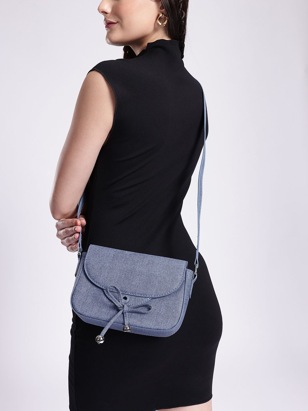 DressBerry Textured Structured Sling Bag with Bow Detail