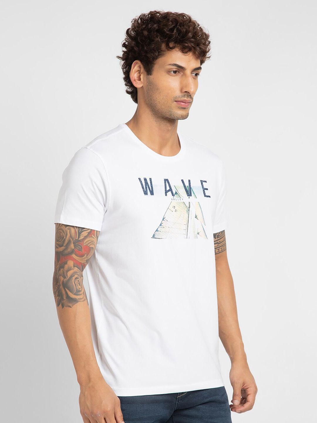 SPYKAR Typography Printed Cotton T-shirt