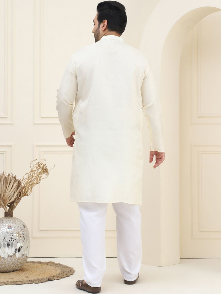 SOJANYA PLUS Rekaan Tenun Bunga Kurta Lurus Kolar Mandarin Dengan Pijama