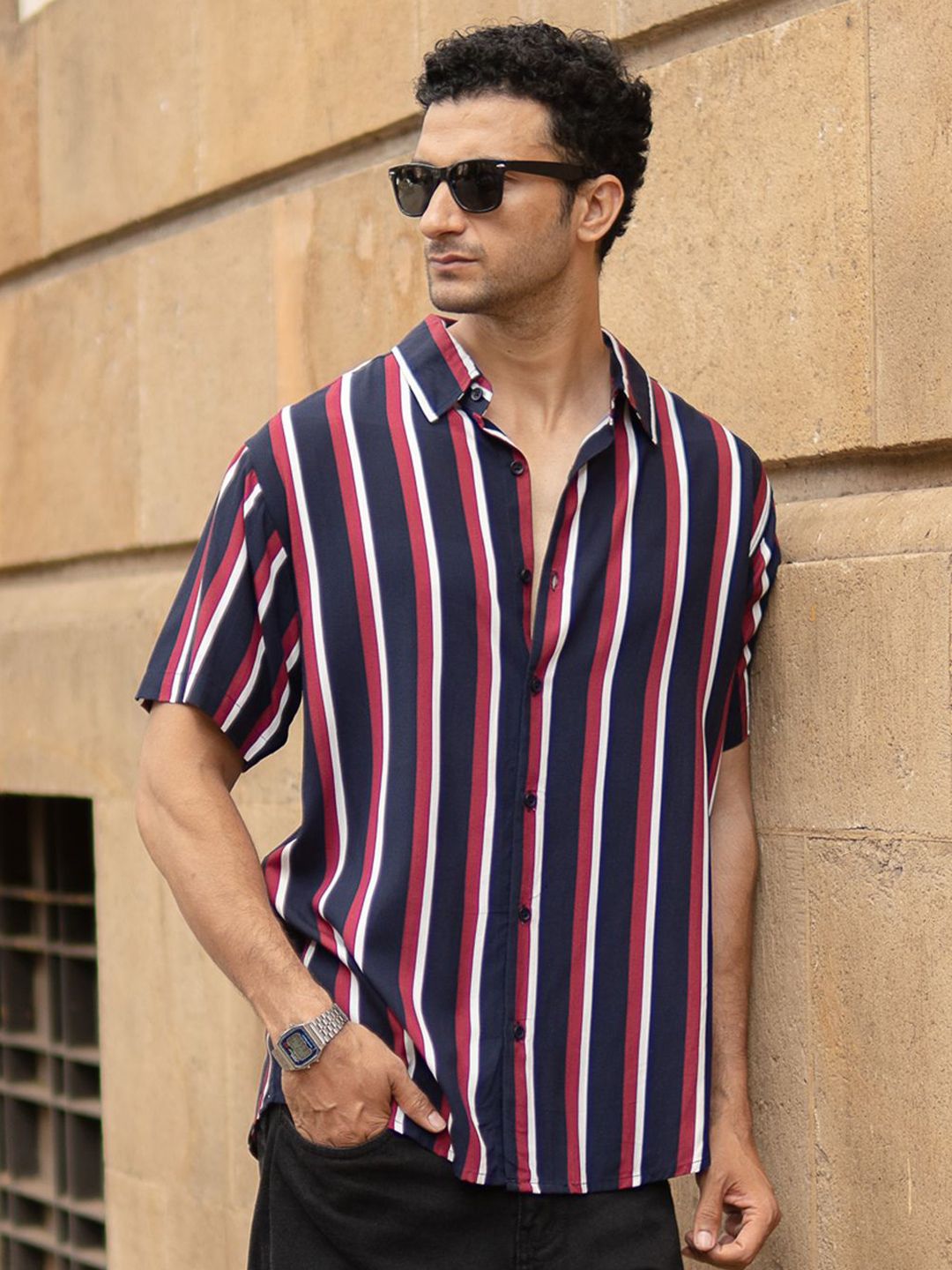 Powerlook Vertical Striped Short Sleeves Shirt