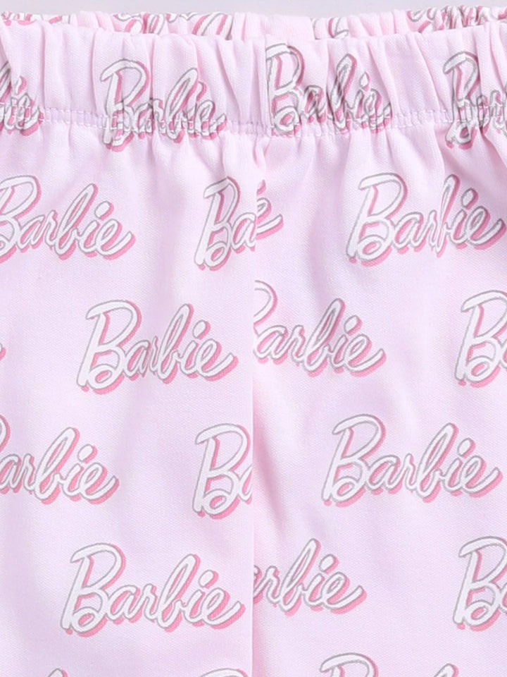 Moms Love Infant Girls Barbie Printed Pure Cotton Night suit