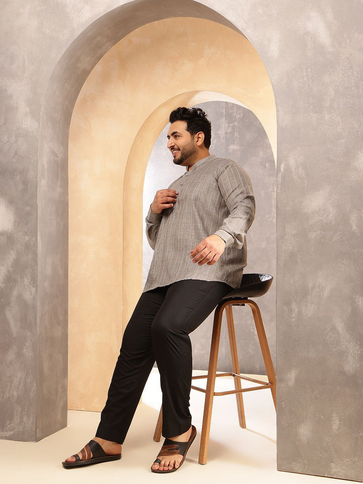 SOJANYA PLUS Kurta Lurus Kapas Harian Berjalur Lelaki