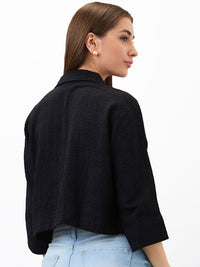 SPYKAR Women Boxy Fit Spread Collar Textured Casual Shirt