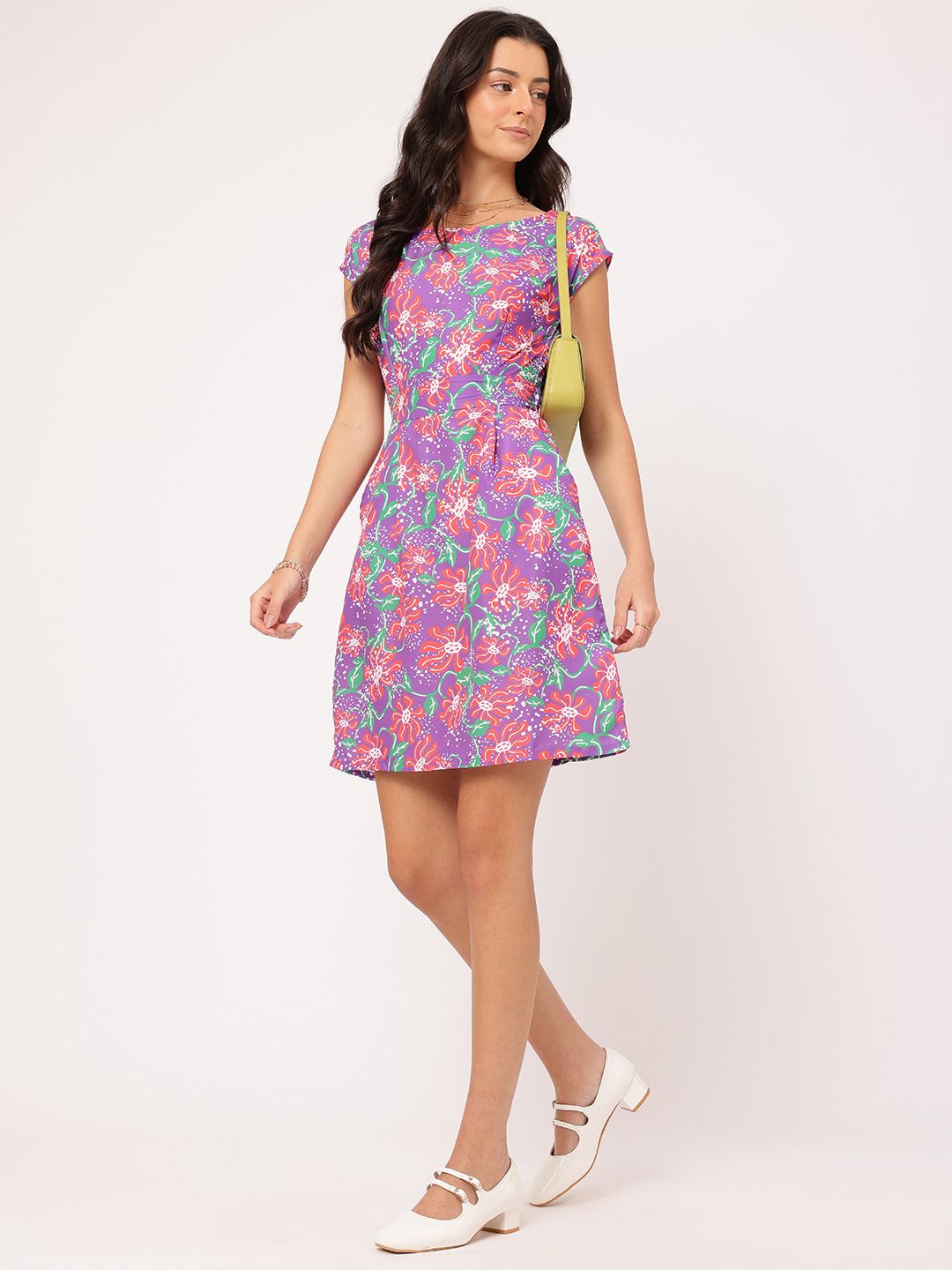 DressBerry Floral Frenzy Cinched Waist Floral Sheath Dress