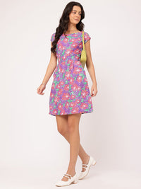 DressBerry Floral Frenzy Cinched Waist Floral Sheath Dress