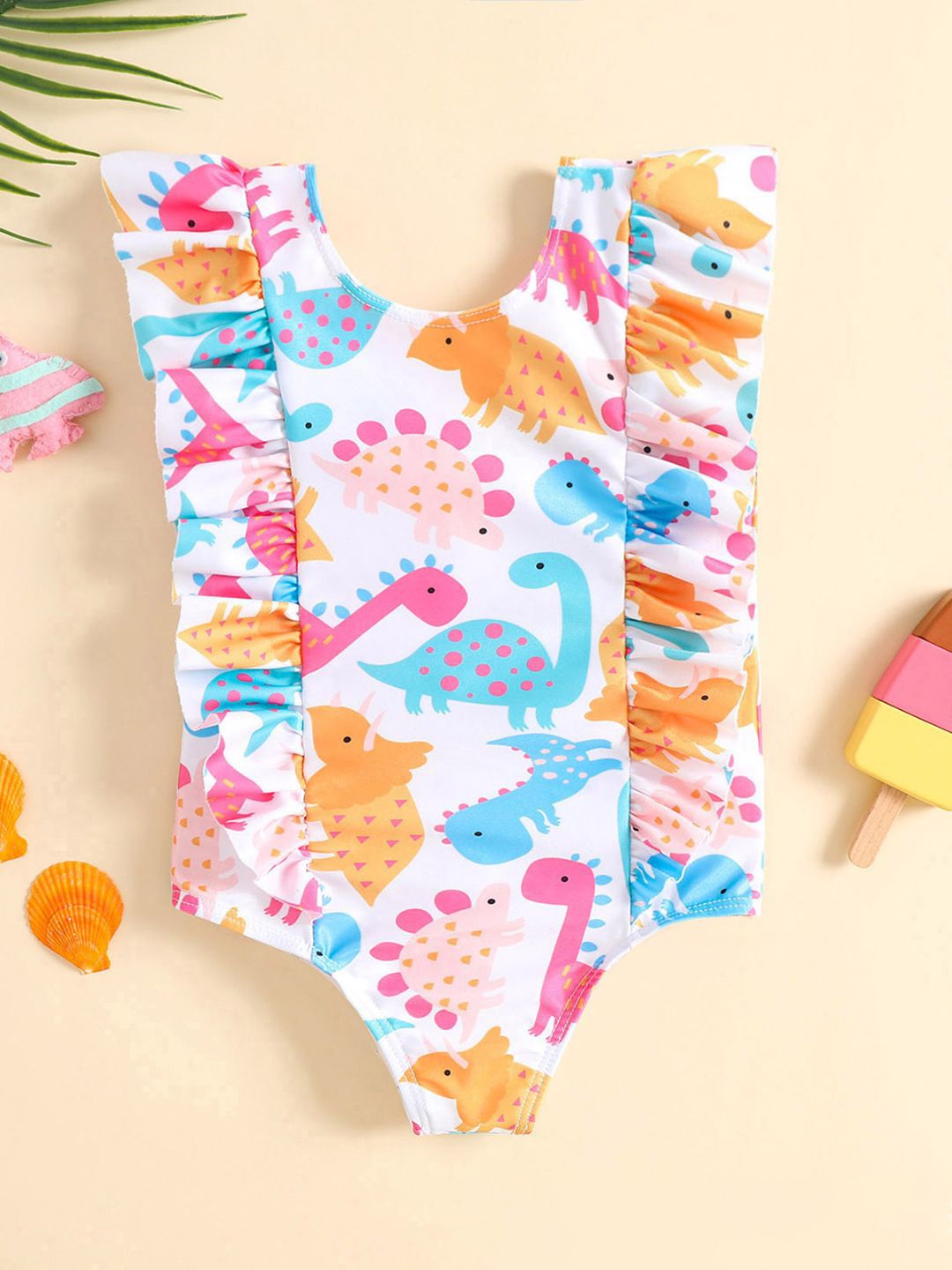 YK Girls Abstract Printed Round Neck Bodysuit