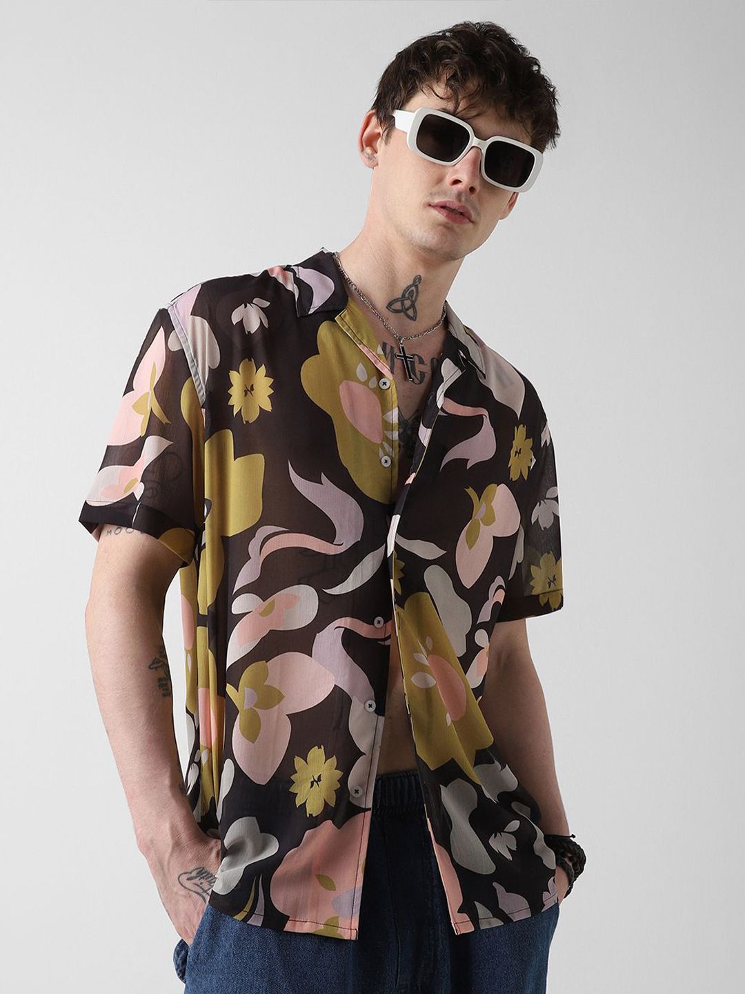 VASTRADO Men Classic Floral Printed Oversized Casual Shirt