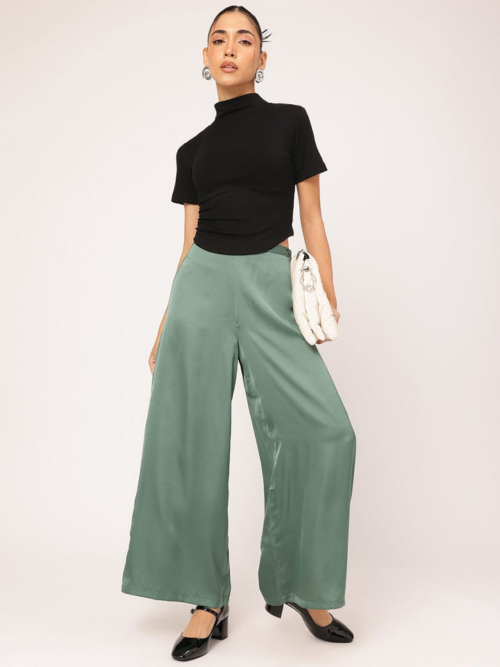 DressBerry Snatched Waist High Neck Ruched Top