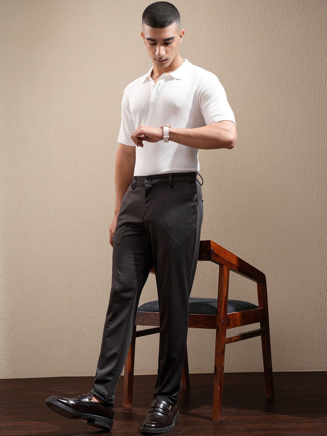 HIGHLANDER Men Easy Wash Chinos Trousers
