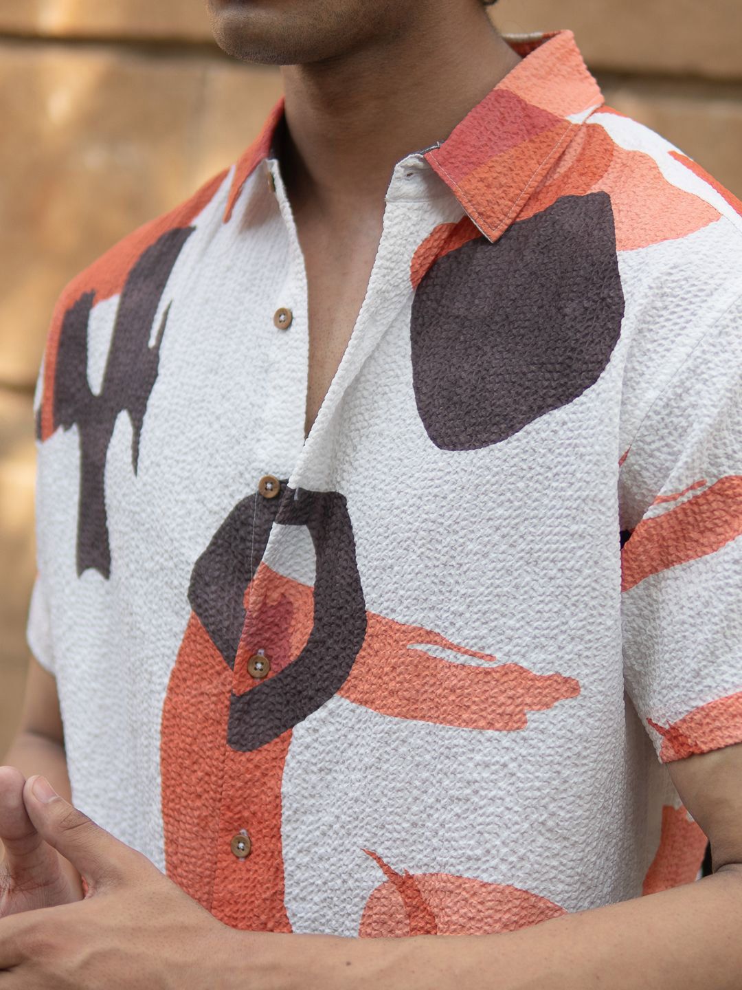 Powerlook Men Abstract Printed Spread Collar Casual Shirt