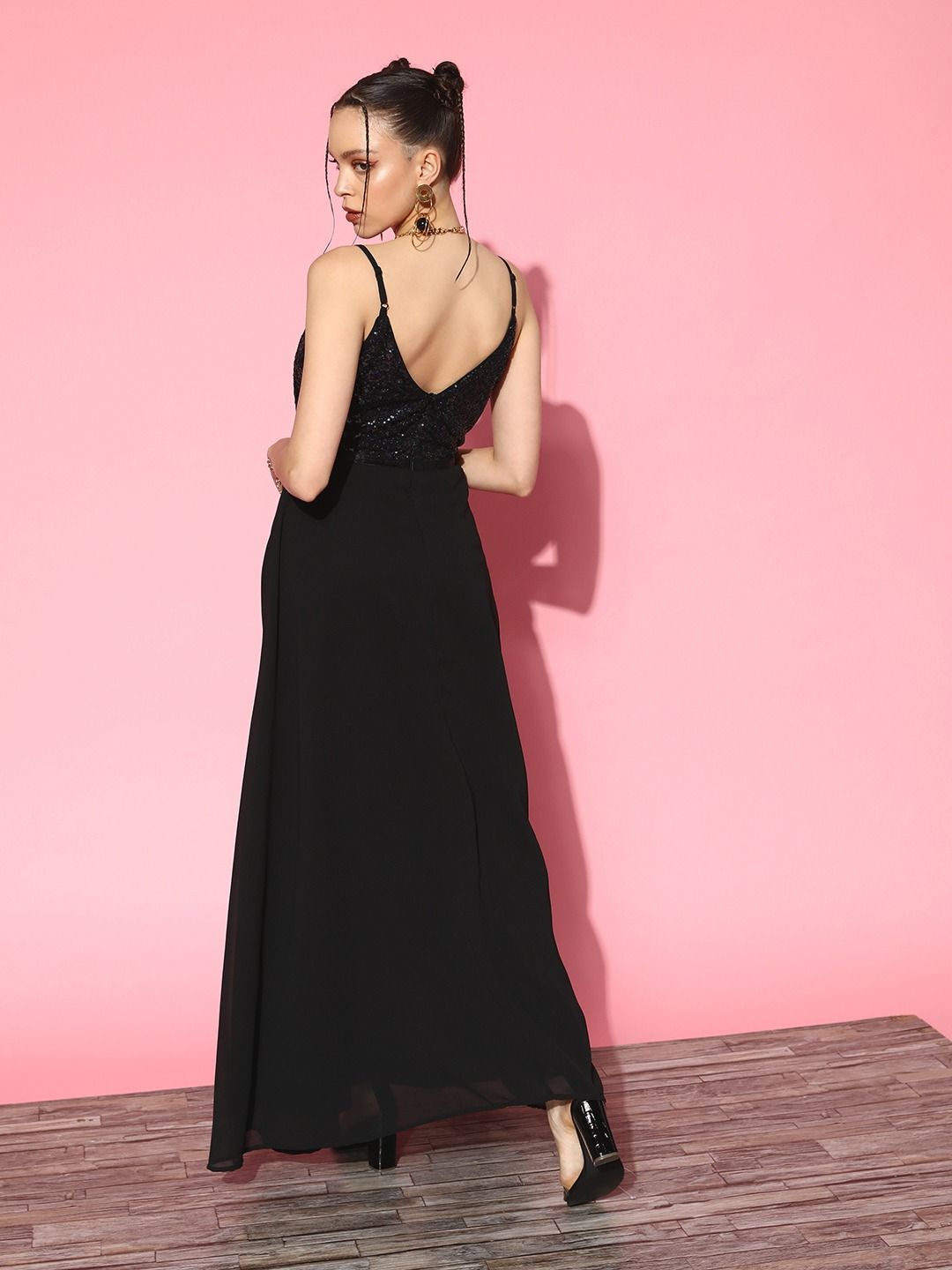Berrylush Embellished Print Net Maxi Dress