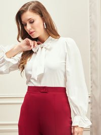Berrylush Tie-Up Neck Bishop Sleeves Top