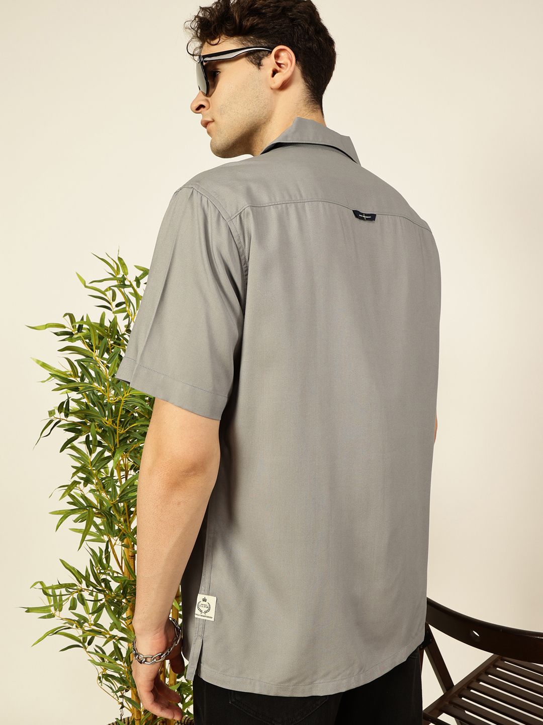 Thomas Scott Men Premium Cuban Collar Solid Oversized Casual Shirt
