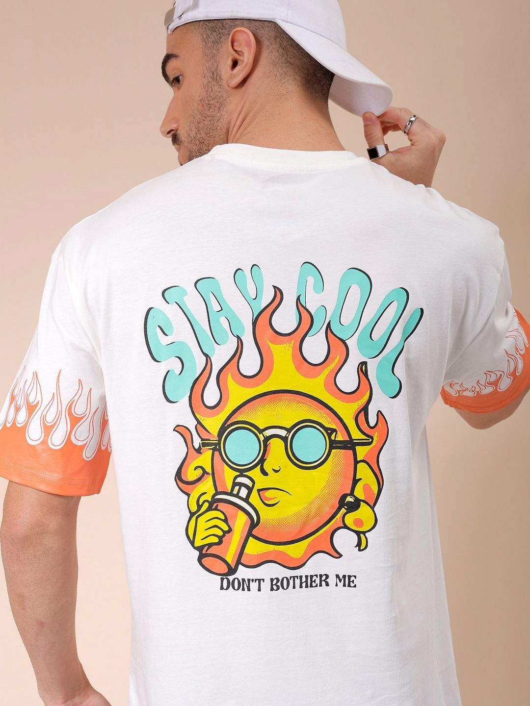 The Indian Garage Co Men Graphic Printed Round Neck Cotton Oversized T-shirt