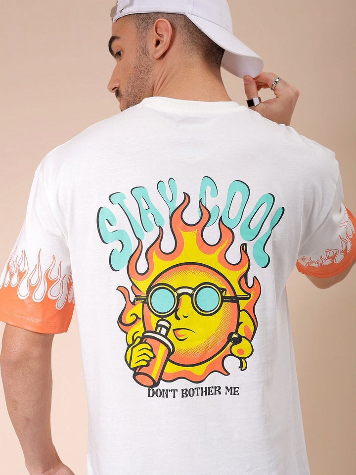 The Indian Garage Co Men Graphic Printed Round Neck Cotton Oversized T-shirt