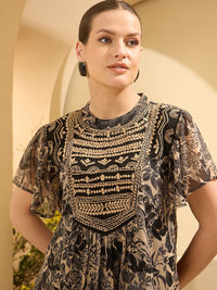 Antheaa Floral Emboridered Kimono Sleeve Top