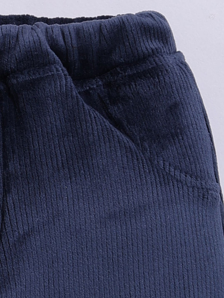 Moms Love Infant Boys Ribbed Velvet-Finish Pure Cotton Sweatshirt With Joggers