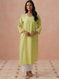 Rumah Wanita Chikankari Motif Etnik Sulam Benang Kerja Kurta