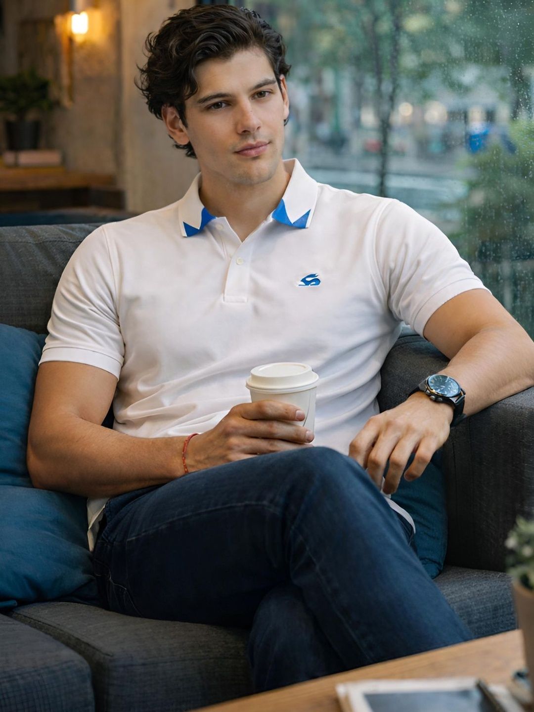 ADRO Men Brand Logo Polo Collar T-shirt