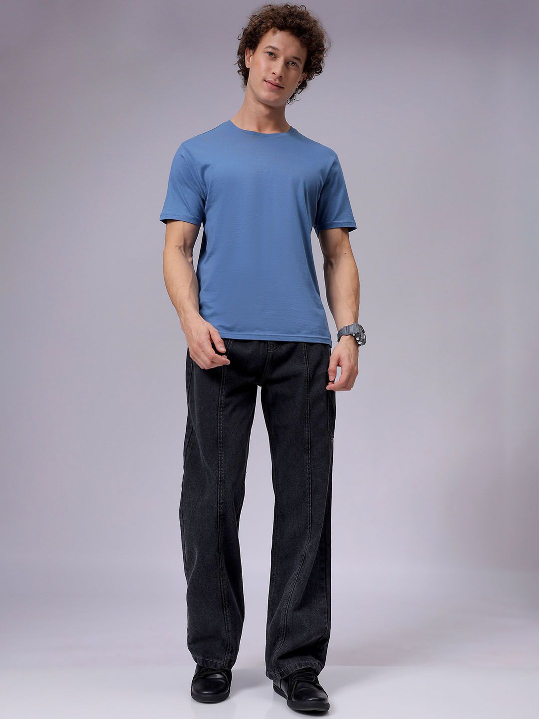 The Indian Garage Co Men Pure Cotton Baggy Fit Mid-Rise Cargo Jeans