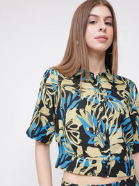 DressBerry Floral Daze Retro Boxy Crop Shirt