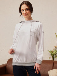 QUIERO Women Striped Drop-Shoulder Sleeves Bio Finish Cut Outs T-shirt