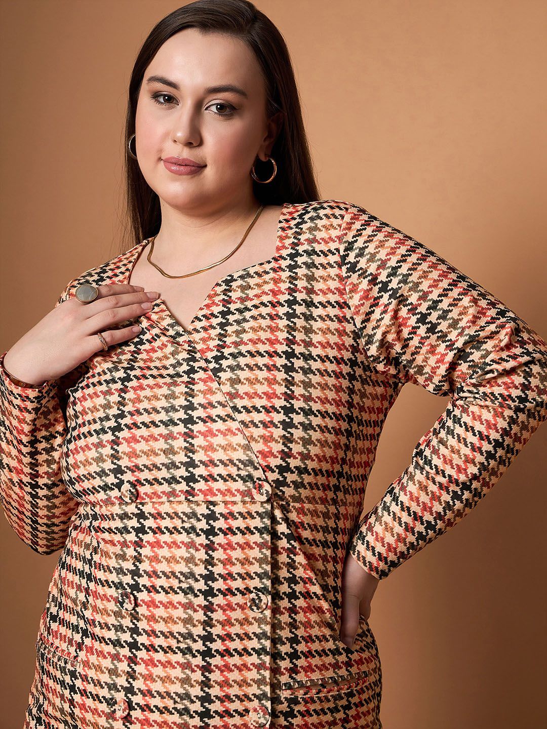 SASSAFRAS Curve Checked Dress